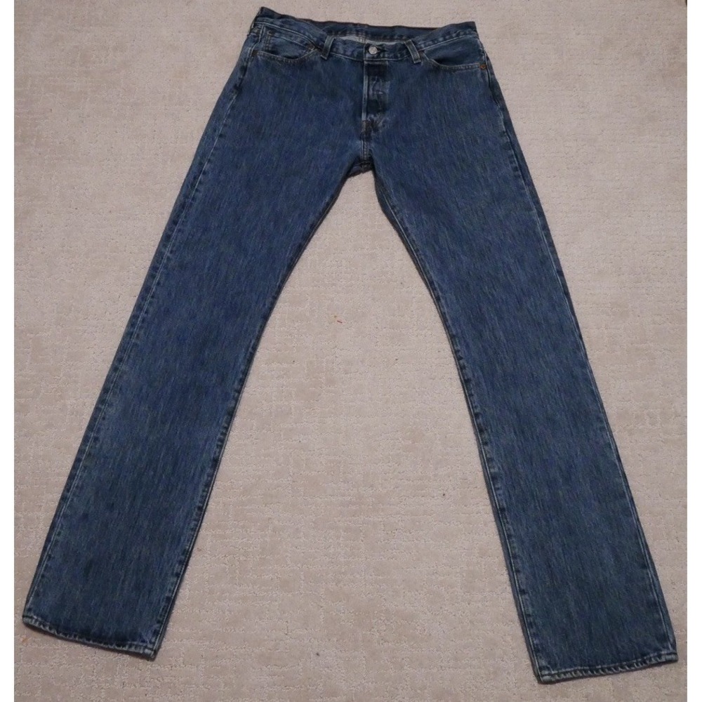 Levis 501 Jeans Men 34x36 Blue Denim Pant Button Fly Work Faded Chore Straight